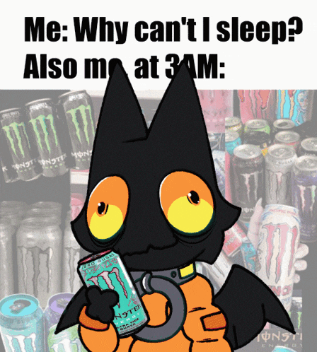 a monster energy drink can is being held by a bat