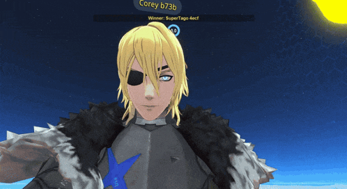 a video game character with the name corey b73b on the bottom