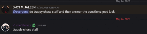 a screenshot of a conversation between d-03 m.jaleen and prime slickzz