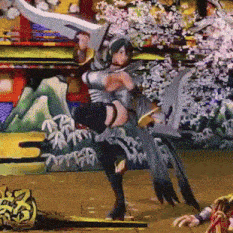 a cartoon character is holding a large sword