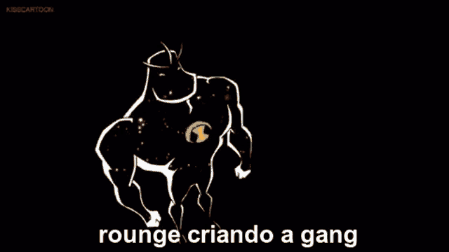 a cartoon of a star with the words rounge criando a gang written below it