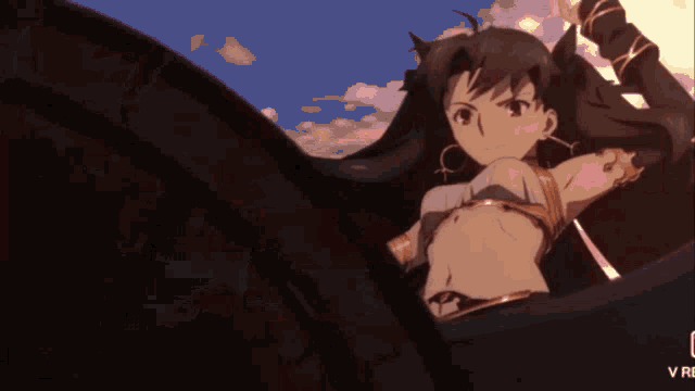 a cartoon of a girl with the letter r on the bottom of the screen