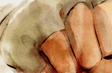 a close up of a painting of a woman 's buttocks