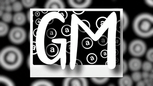 gm is written in white on a black background