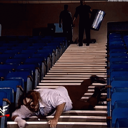 Mankind Mick Foley GIF - Mankind Mick Foley Falling Off Stairs GIFs