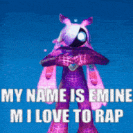 a cartoon character with the words my name is emine m i love to rap