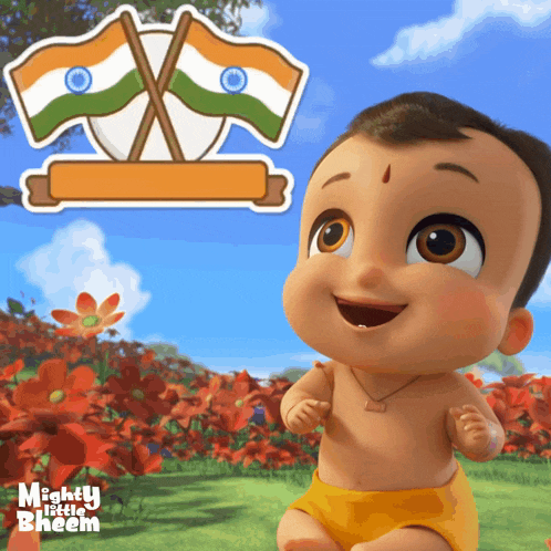 a mighty little bheem poster with a baby