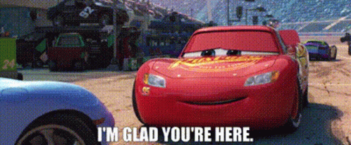 Cars Lightning Mcqueen GIF - Cars Lightning Mcqueen Im Glad Youre Here GIFs