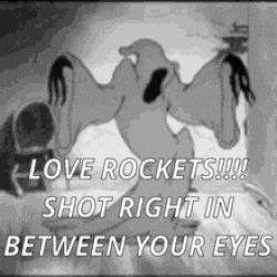 a cartoon of a ghost saying `` love rockets shot right in between your eyes ''