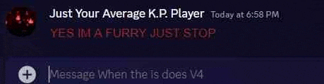 a screenshot of a text message from just your average k.p. player today at 6:58 pm .