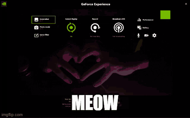 a screenshot of a geforce experience screen with a heart made out of hands