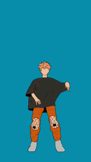 a cartoon of a person standing in front of a blue background .