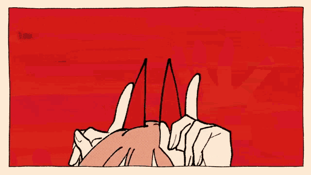 a cartoon drawing of a person 's hands reaching out