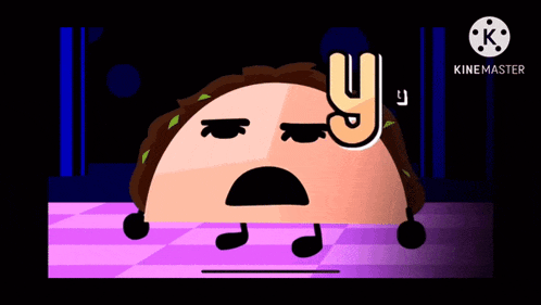 a cartoon of a taco with a sad face and the words yta on the top