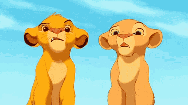 simba and nala from the lion king looking up