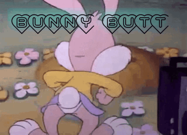 a cartoon of a bunny with the words " bunny butt " above it