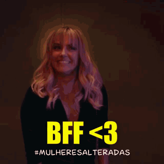 a picture of two women hugging with the words bff < 3
