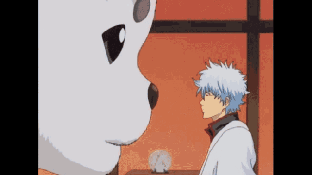 a cartoon of a man standing next to a white bear