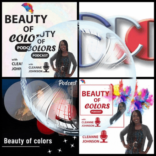 a collage of beauty of colors podcasts with anne johnson