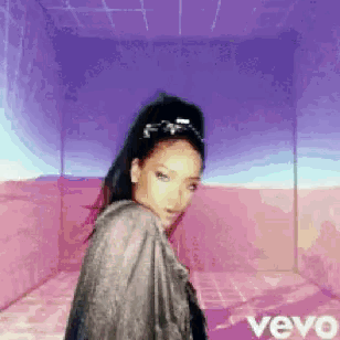 a pixelated image of a woman with the word vevo in the bottom right corner