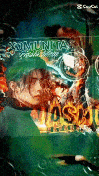 a picture of a man with the word komunitas written on it