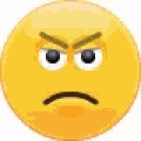 a yellow smiley face with an angry expression on it