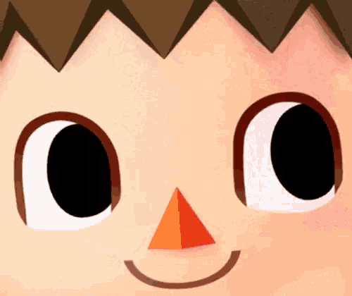 a close up of a cartoon character 's face with a smiling face