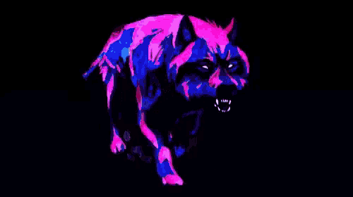 a glow in the dark drawing of a wolf