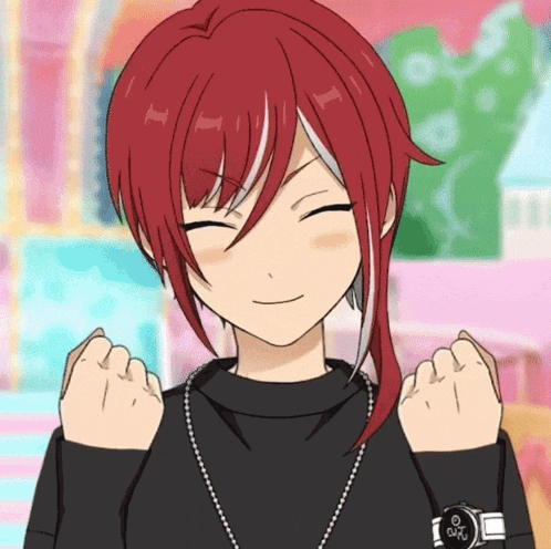 a girl with red hair is wearing a watch and a black shirt