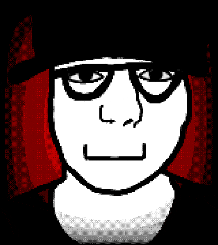 a pixel art drawing of a person 's face with red hair