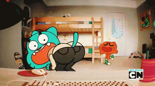 gumball and darwin from the amazing world of gumball are shown in a bedroom