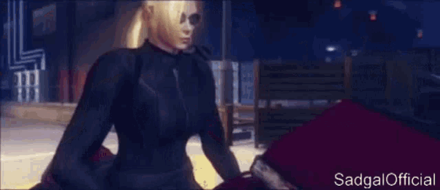a woman with blonde hair is sitting on a red motorcycle with the words sadgal official below her