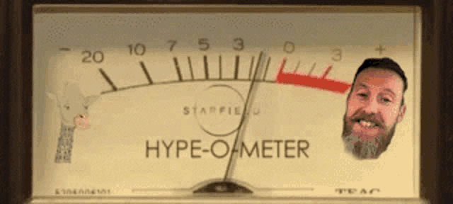 a hype-ometer with a giraffe and a man 's face on it