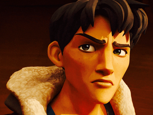 a close up of a cartoon character 's face with an angry look on his face