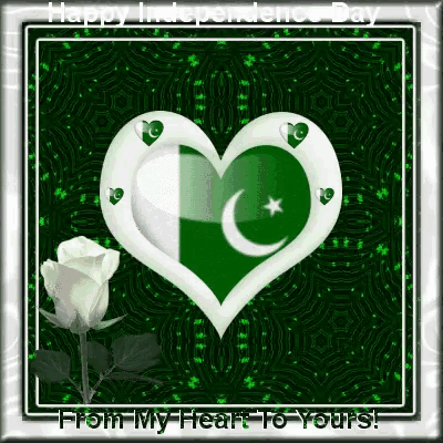 a green and white heart with a crescent moon inside of it