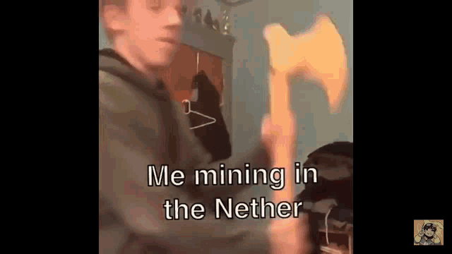Minecraft Me Mining In The Nether GIF - Minecraft Me Mining In The Nether Zombie Pigman GIFs