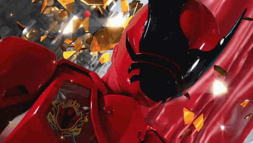 a red object with a shield on it that says ' king ' on it