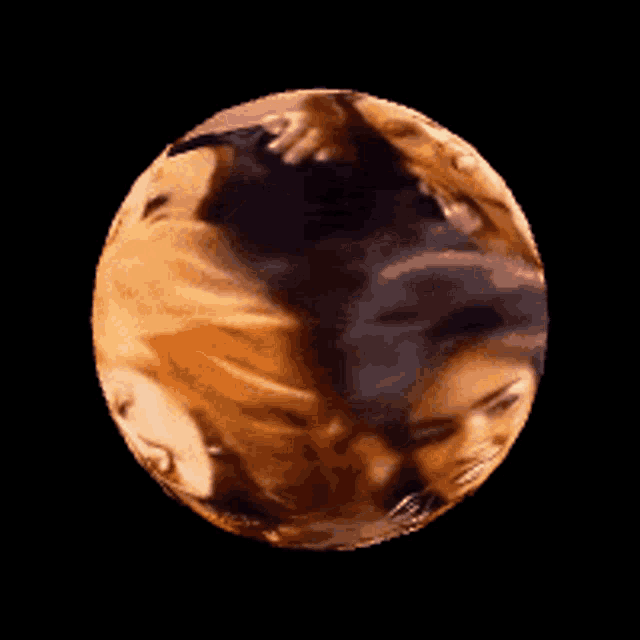 a picture of a woman laughing in a circle on a black background