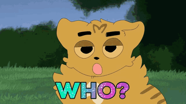 a cartoon cat with the word who written on its face