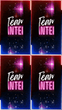 four posters that say team intei on them