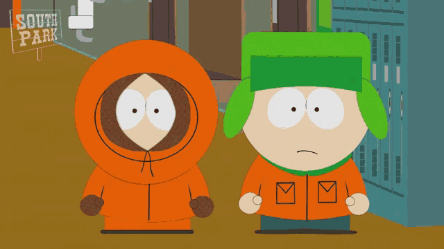 two south park characters stand next to each other