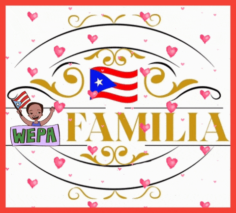 a logo for wepa familia with a child holding a flag