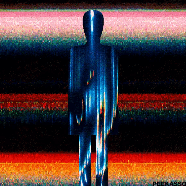 a silhouette of a person with the word peekasso on the bottom right