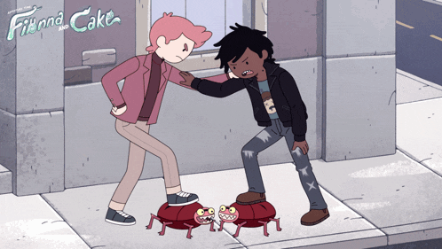 a poster for finna and cake shows a couple of cartoon characters