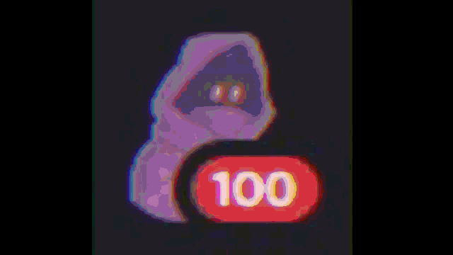 a rainbow colored icon with the number 100 on it