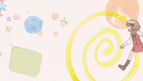 three anime girls are dancing in a swirl of flowers
