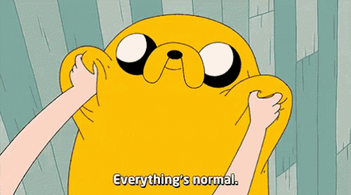 a cartoon character says " everything 's normal " with a skull on his head
