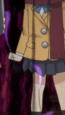 a cartoon of a girl in a school uniform with buttons on her jacket