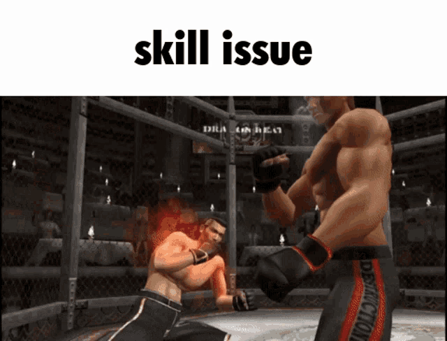 a video game with the words skill issue on the top