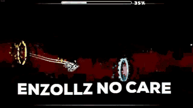a screenshot of a video game with the words `` enzollz no care '' on the bottom .